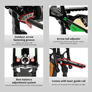 Black SPG Dual-Purpose Compound Bow – CNC Machined 17" ATA | Adjustable 30–75 lbs Draw Weight | High-Speed 380FPS | Black/Grey/Silver SPG