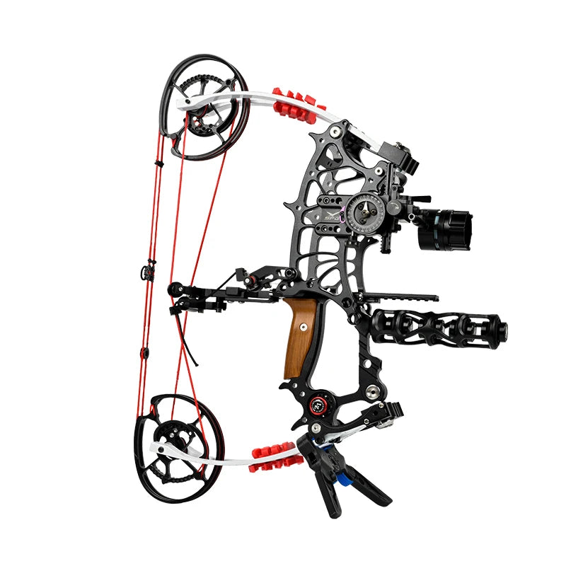 Light Gray SPG Dual-Purpose Compound Bow – CNC Machined 17" ATA | Adjustable 30–75 lbs Draw Weight | High-Speed 380FPS | Black/Grey/Silver SPG