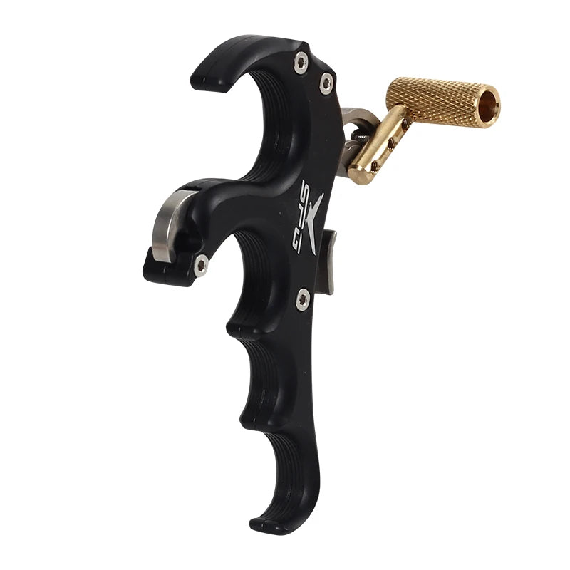 Black SPG Archery 4-Finger Compound Bow Release | Aluminum Thumb Trigger Aid for Compound Bows SPG