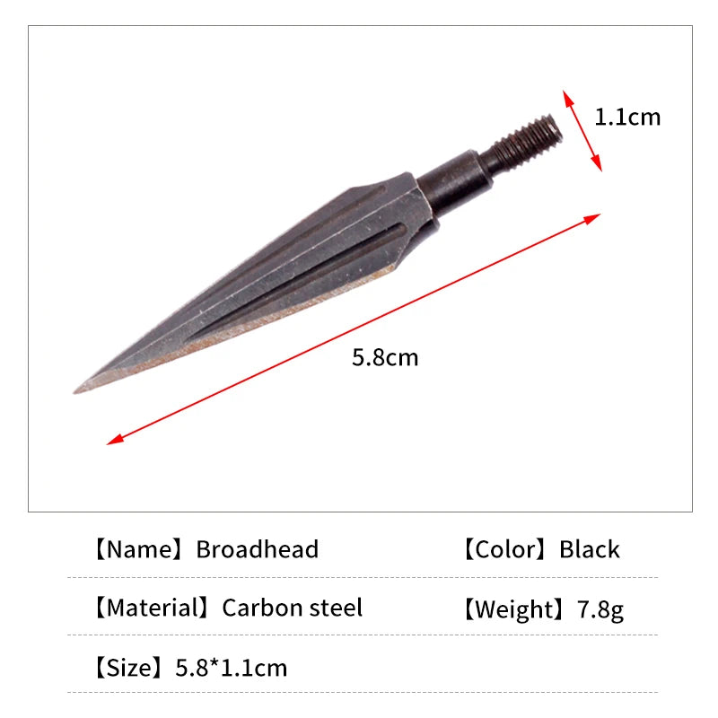 Dim Gray SPG Black Carbon Steel Broadhead – 120 Grain Screw-in Arrow Tip for Recurve & Traditional Bows SPG
