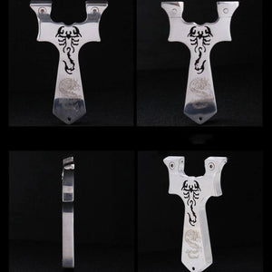 Black Scorpion Cut Stainless Steel Slingshot MARKSMAN