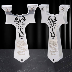 Black Scorpion Cut Stainless Steel Slingshot MARKSMAN