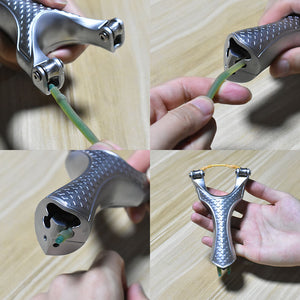 Gray Silver Grid Pulley Design Alloy Slingshot MARKSMAN