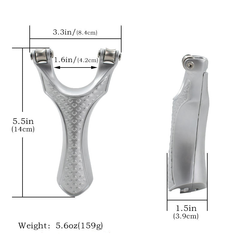 Gray Silver Grid Pulley Design Alloy Slingshot MARKSMAN