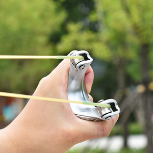 Olive Drab Silver Grid Pulley Design Alloy Slingshot MARKSMAN