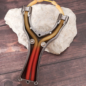 Dim Gray Silver Grid Pulley Design Alloy Slingshot MARKSMAN