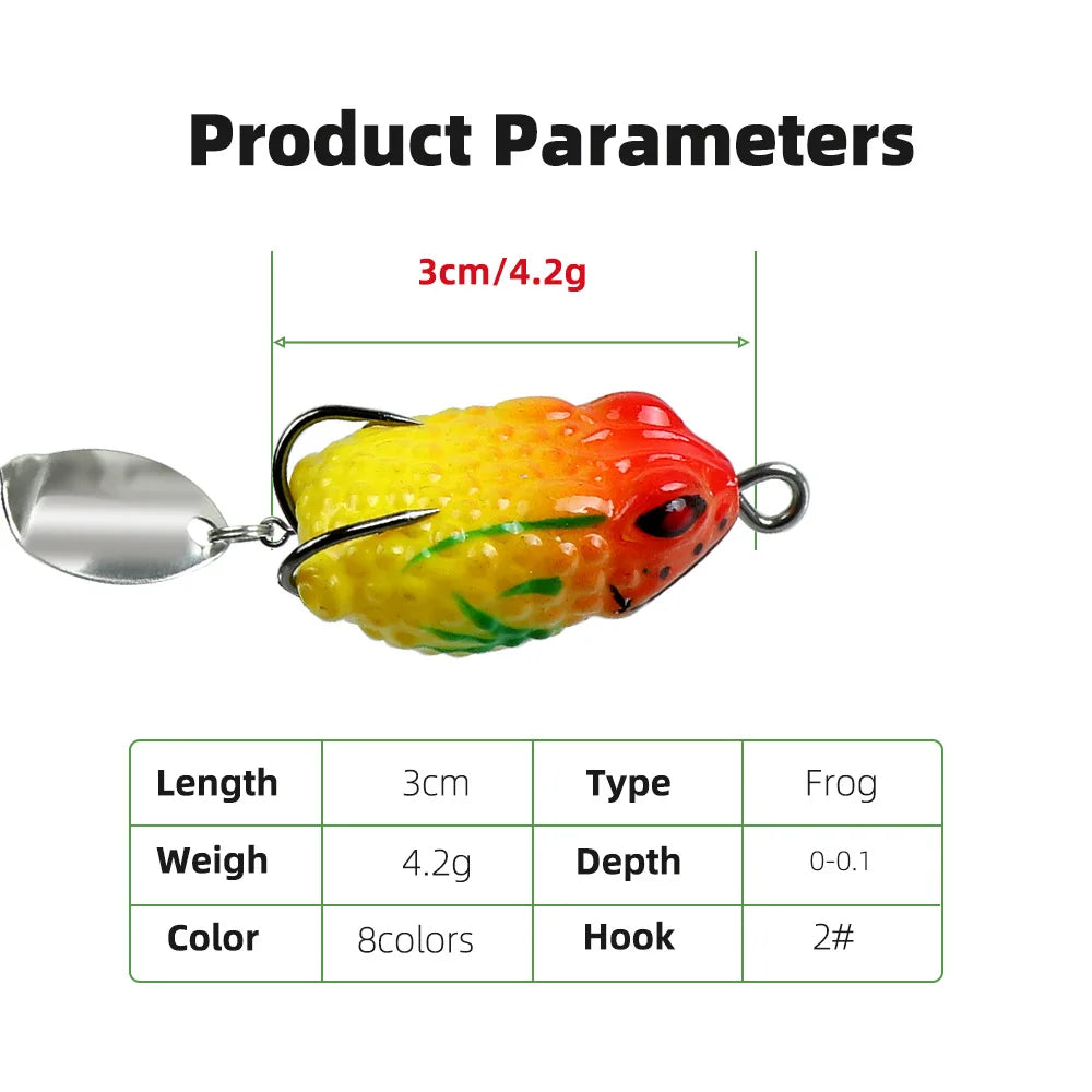 5PCS Small Thunder Frog Fishing Lure 3cm 4.2g – Boxed