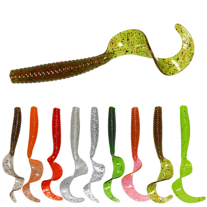 White Smoke 5PCS Soft Curl Tail Fishing Lures 8CM Silicone Soft Bait for Bass, Trout & Saltwater Fish MARKSMAN