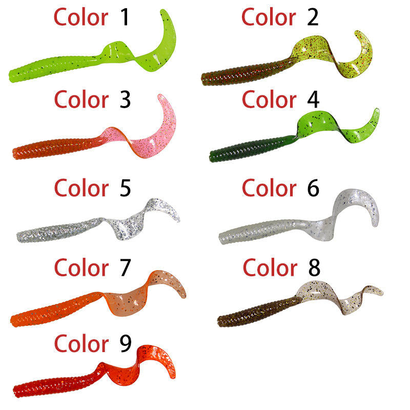 White Smoke 5PCS Soft Curl Tail Fishing Lures 8CM Silicone Soft Bait for Bass, Trout & Saltwater Fish MARKSMAN
