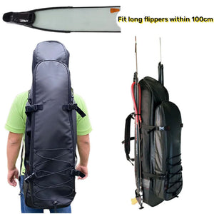 White Smoke Waterproof Spearfishing Long Flipper Backpack – Foldable Dry Bag with Double Shoulder Straps for Freediving Fins, Surfing & Diving Gear INDIAN SLINGSHOT