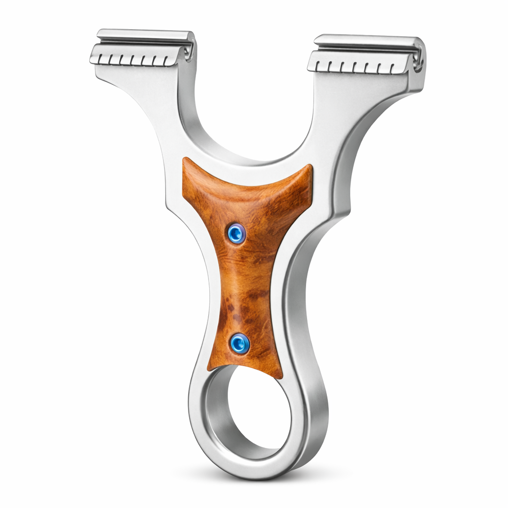 White Smoke Stainless Resin Grip Pro Slingshot with Dragon Tooth Quick Band Lock System INDIAN SLINGSHOT