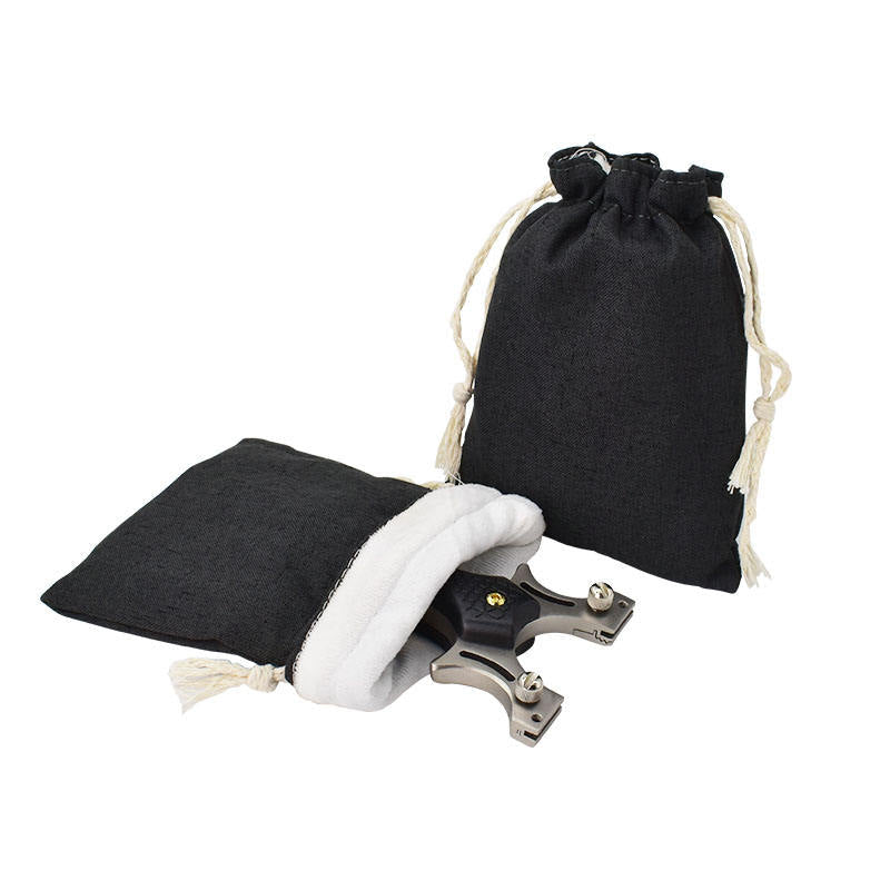White Smoke Cotton Drawstring Slingshot Storage Bag – Durable Hemp Rope Pouch for Outdoor Accessories MARKSMAN