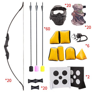White Smoke SPG Straight Bow Set | 20-Person Archery Tag Kit for Outdoor Games SPG