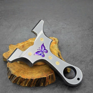 Dim Gray TC4 Titanium Alloy Dragon Tooth Butterfly Slingshot INDIAN SLINGSHOT