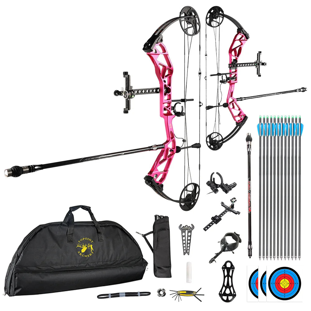 White Smoke TOPOINT T1 Target Compound Bow Competition Package with 12 Arrows Topoint