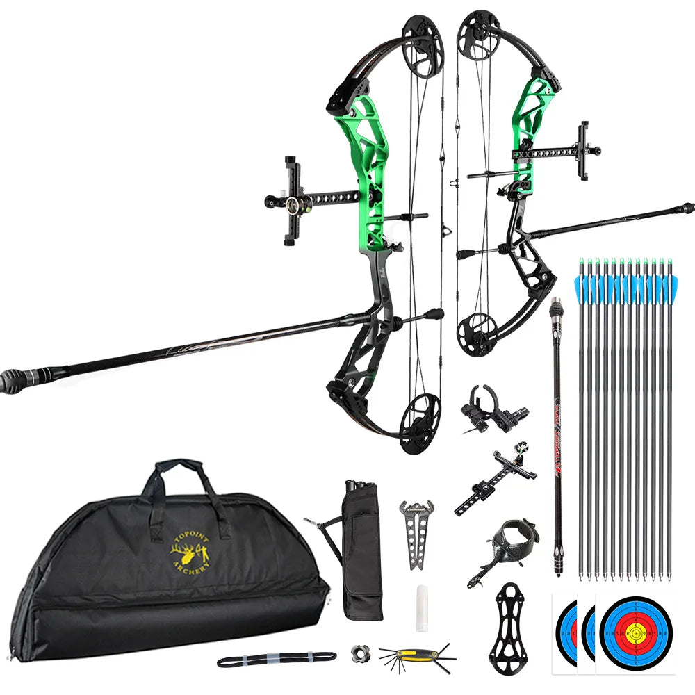White Smoke TOPOINT T1 Target Compound Bow Competition Package with 12 Arrows Topoint