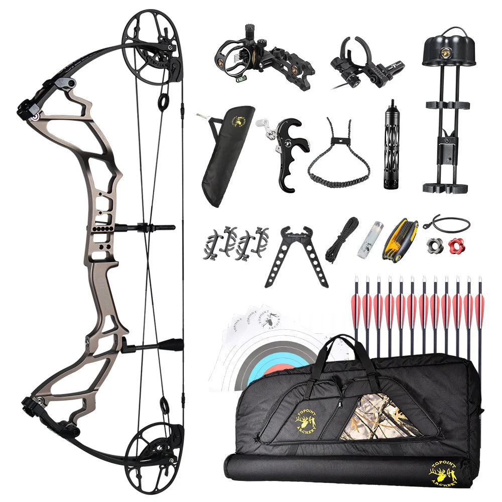 White Smoke TOPOINT VIGOR Deluxe Compound Bow Package – Complete Archery Kit Topoint