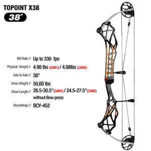 White Smoke TOPOINT X38 Target Compound Bow – 38-Inch CNC Aluminum Riser Topoint