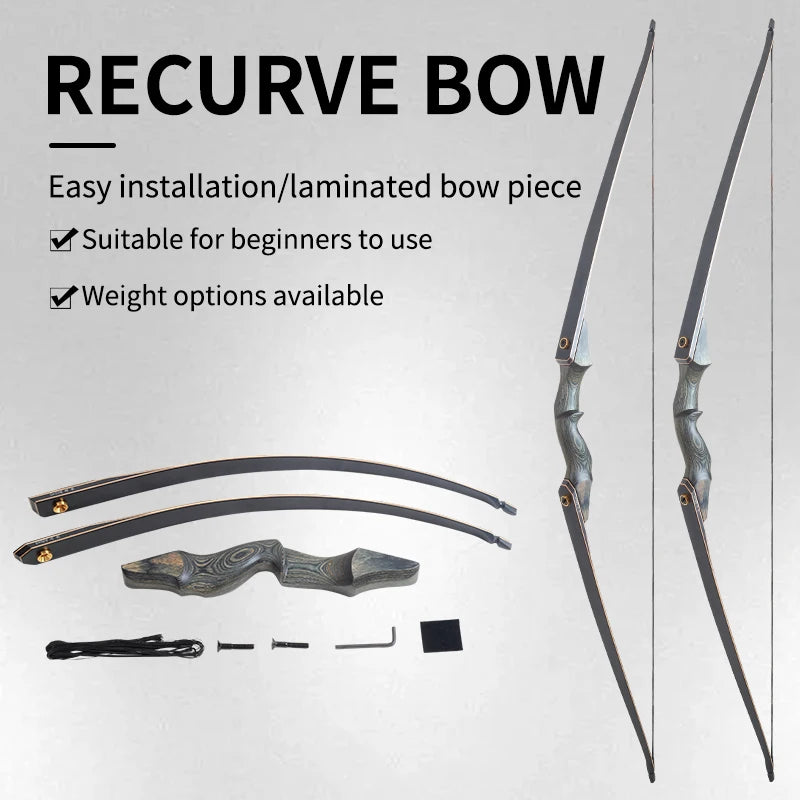 Light Gray SPG 58" Takedown Recurve Bow – Maple & Fiberglass Archery Bow SPG