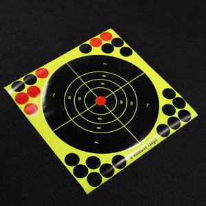 Black 8 Inch Fluorescent Splatter Adhesive Target Stickers for Outdoor Range Practice – 10 Pcs Set MARKSMAN