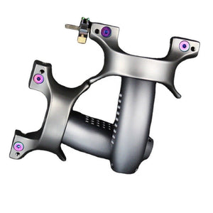 Gray Titanium Alloy Aluminum Handle Canopy Fast Pressure Slingshot Outdoor Target Shooting Slingshot MARKSMAN