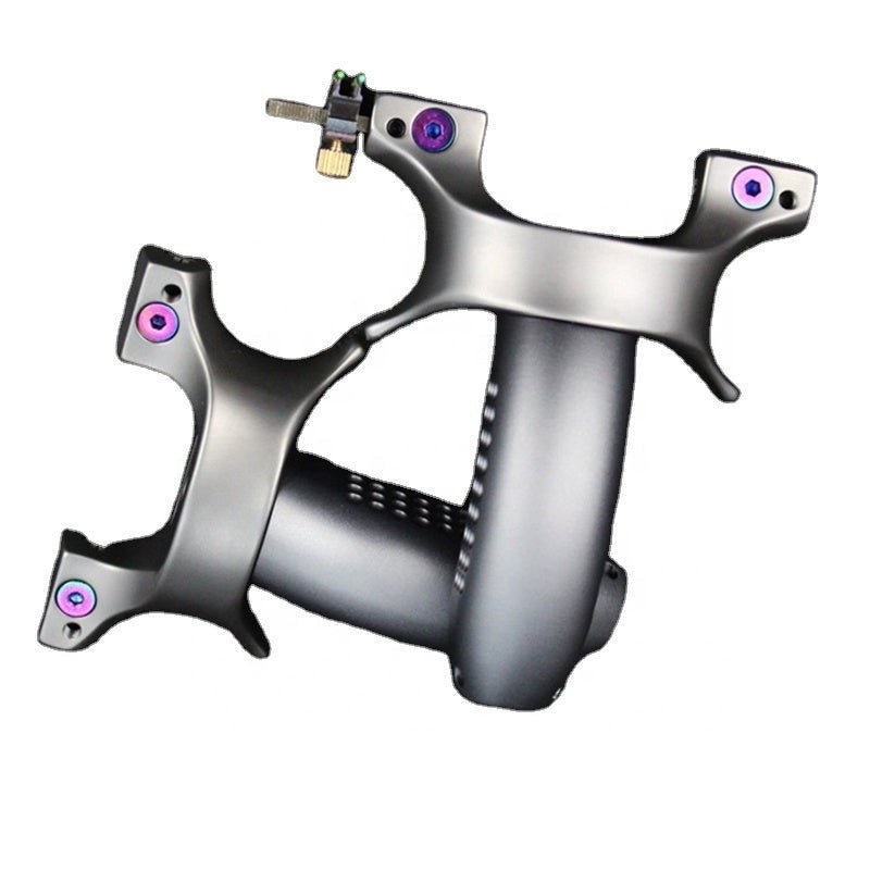 Gray Titanium Alloy Aluminum Handle Canopy Fast Pressure Slingshot Outdoor Target Shooting Slingshot MARKSMAN