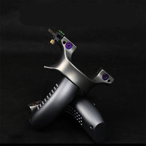 Black Titanium Alloy Aluminum Handle Canopy Fast Pressure Slingshot Outdoor Target Shooting Slingshot MARKSMAN