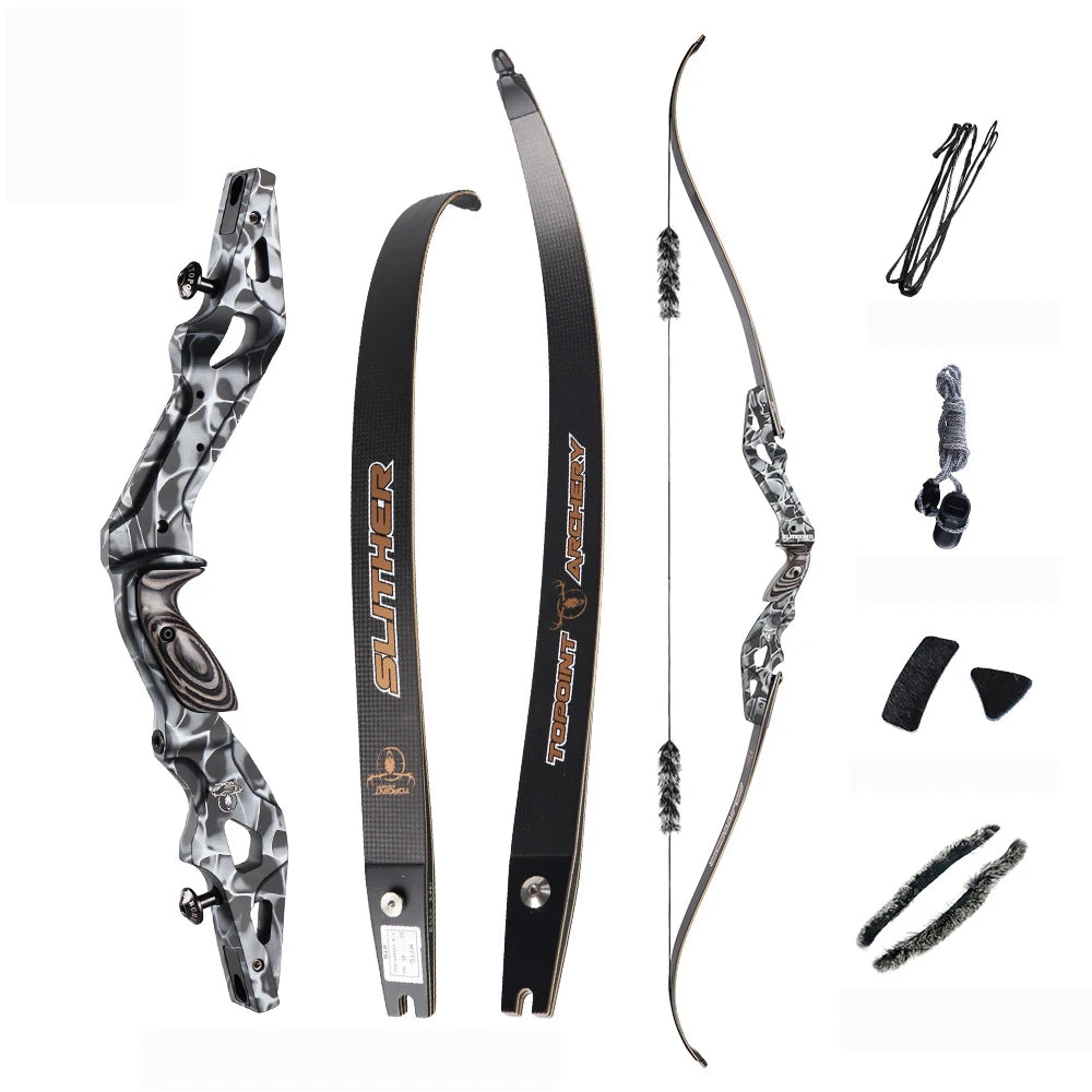White Smoke Topoint Slither 21-Inch Recurve Bow Riser – Aluminum CNC ILF Topoint