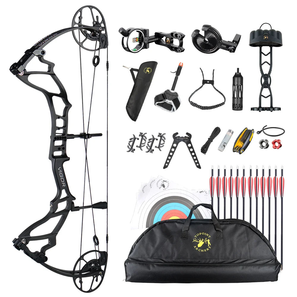 White Smoke Topoint VIGOR Compound Bow Basic Package – Adjustable Aluminum Riser Topoint