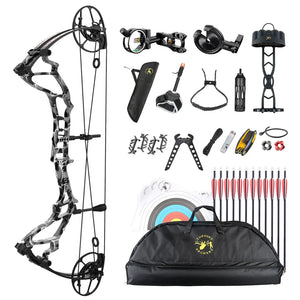 White Smoke Topoint VIGOR Compound Bow Basic Package – Adjustable Aluminum Riser Topoint