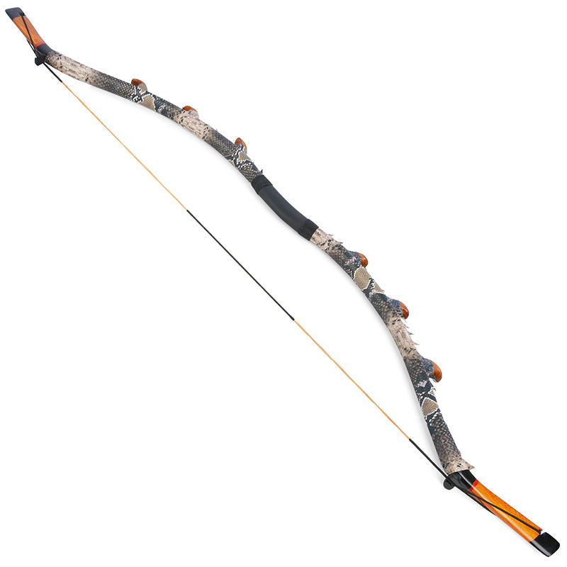 White Smoke Traditional Recurve Bow 35/45/55 Lbs – Wooden Archery Bow with Snake Print Design MARKSMAN