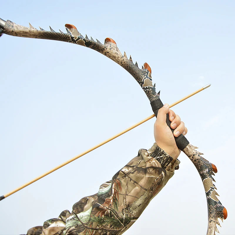 Lavender Traditional Recurve Bow 35/45/55 Lbs – Wooden Archery Bow with Snake Print Design MARKSMAN