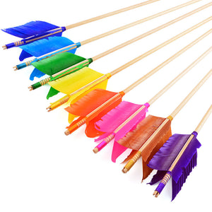 White Smoke 8.5mm Wooden Archery Arrow with Turkey Feather Fletching | 32" Indonesian Cypress Shaft for Recurve & Compound Bow INDIAN SLINGSHOT