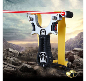 Gray Trident Alloy Slingshot Catapult with Laser Durable Outdoor Target Shooting Game Slingshot MARKSMAN