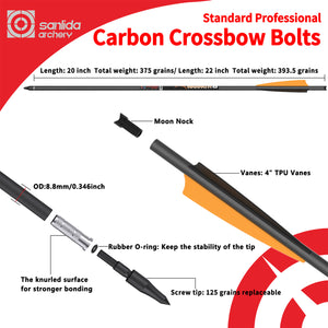 White Smoke Sanlida® Warpath 8 Carbon Crossbolts – 0.006 Straightness | 24T Pure Carbon | Precision Balanced Bolts (Pack of 24) SANLIDA