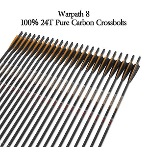 White Smoke Sanlida® Warpath 8 Carbon Crossbolts – 0.006 Straightness | 24T Pure Carbon | Precision Balanced Bolts (Pack of 24) SANLIDA