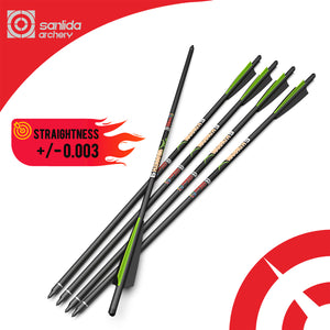 White Smoke Sanlida® Warpath 9 Straightness ±0.003 Carbon Crossbolts – 24PCS | 24T Pure Carbon | 20"/22" Precision Bolts SANLIDA