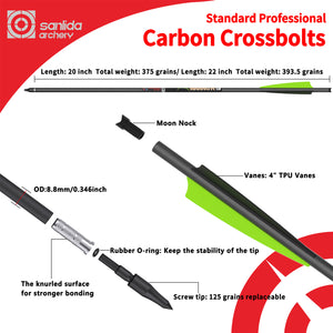White Smoke Sanlida® Warpath 9 Straightness ±0.003 Carbon Crossbolts – 24PCS | 24T Pure Carbon | 20"/22" Precision Bolts SANLIDA