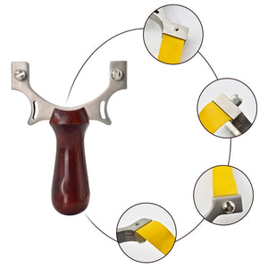 Dark Slate Gray Wide U Wooden Stainless Steel Slingshot MARKSMAN