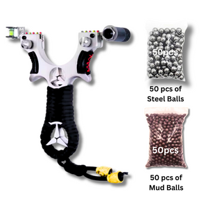 Light Gray Alloy Benz Slingshot with Laser for Outdoor Target Shooting MARKSMAN