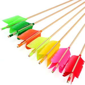 White Smoke Wood Four Feather Turkey Arrow for Recurve & Compound Bow | Colorful Fletching | 81.5cm Indonesian White Wood Shaft INDIAN SLINGSHOT