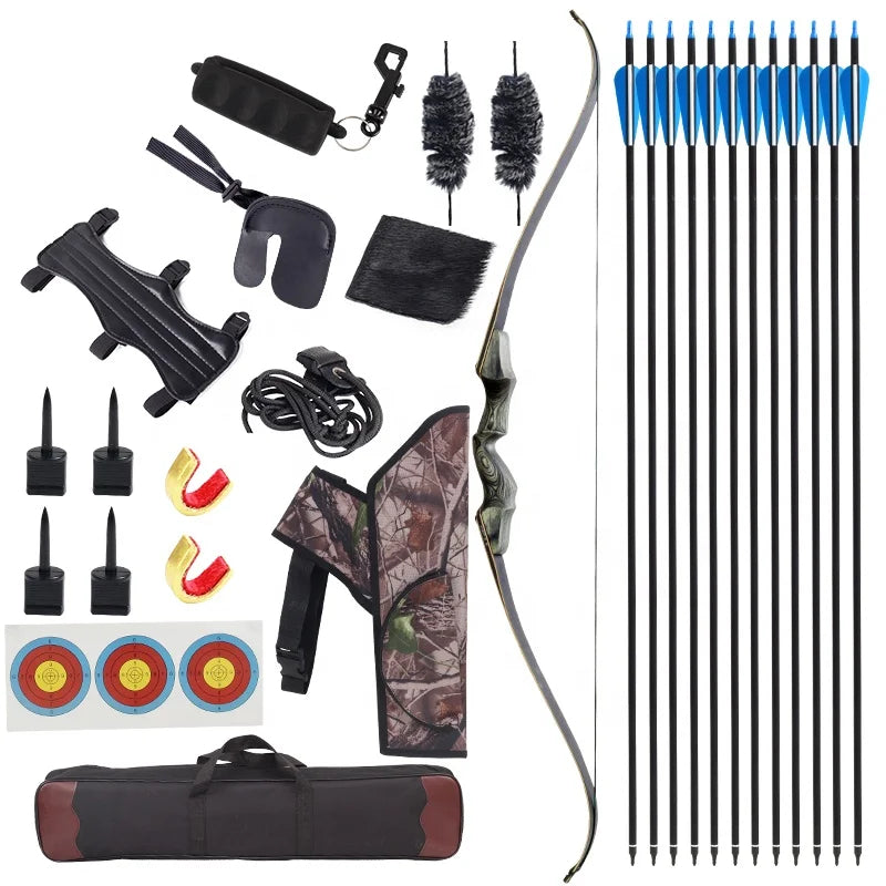 Dark Slate Gray SPG 60" Wooden Recurve Bow – Takedown Archery Bow Package SPG