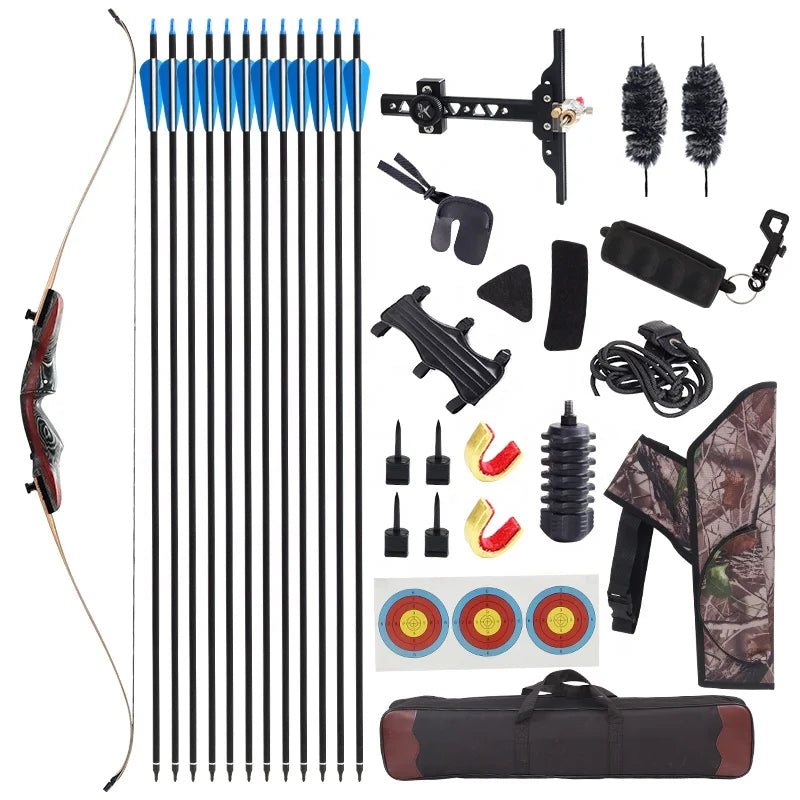 Dark Slate Gray SPG 62-Inch Wooden Takedown Recurve Bow Package SPG