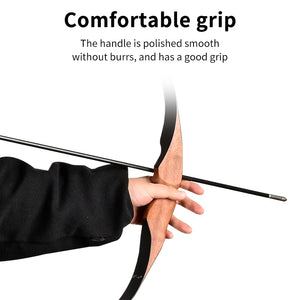 Black SPG Youth Traditional Wooden Recurve Bow – 10 LBS Beginner Archery Set SPG