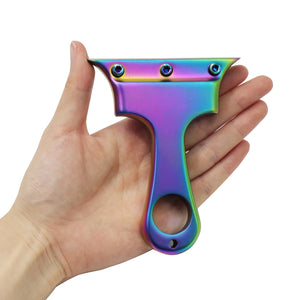 White Smoke Rainbow Impact Stainless Steel Slingshot with 3 Colored Screws Sling Tool INDIAN SLINGSHOT