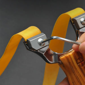 Dim Gray WOODTONE Zinc Alloy Slingshot – Imitation-Wood Ergonomic Handle INDIAN SLINGSHOT