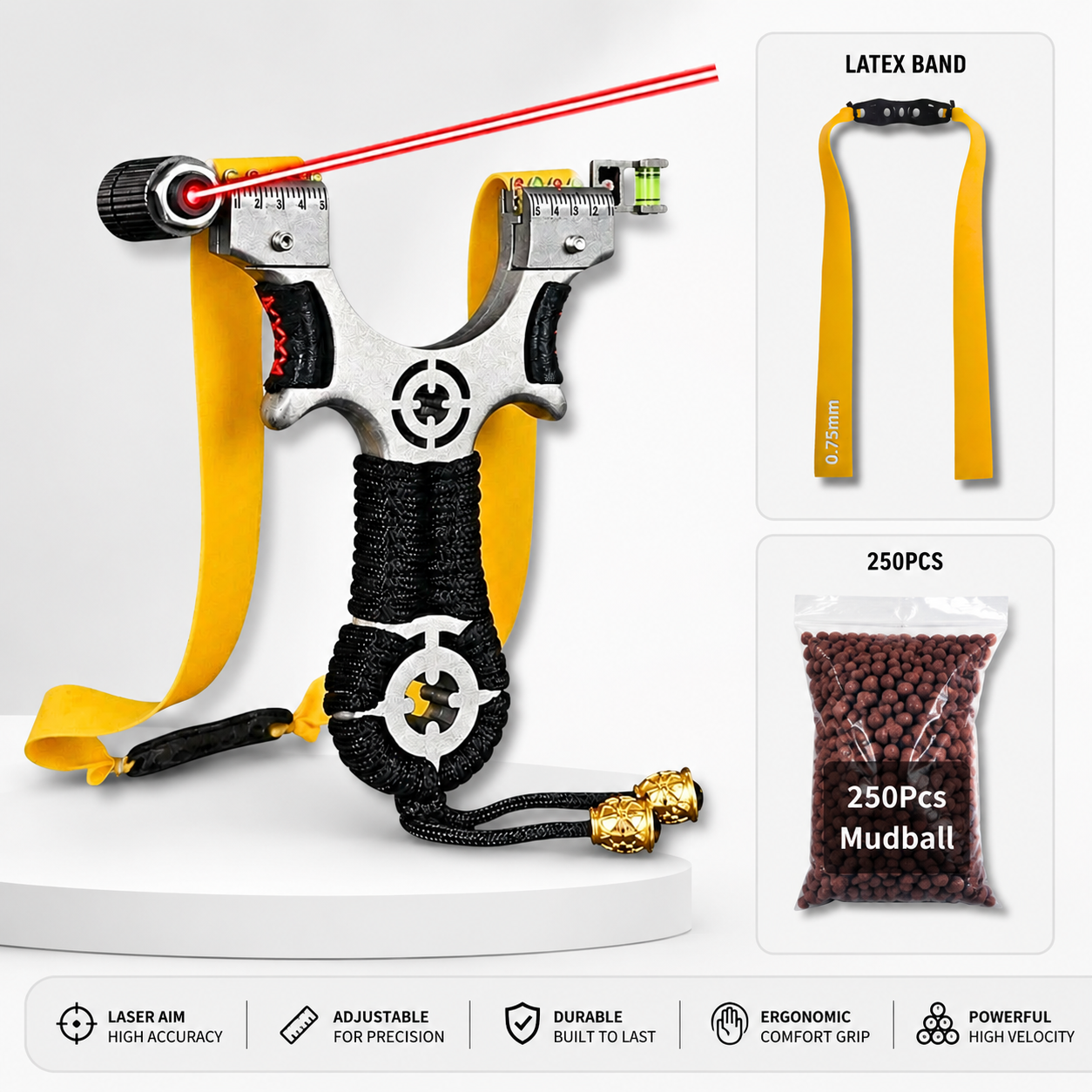 White Smoke Bullseye Compact Alloy Slingshot | Anti-Slip Rope Handle for Outdoor Practice & Educational Use MARKSMAN