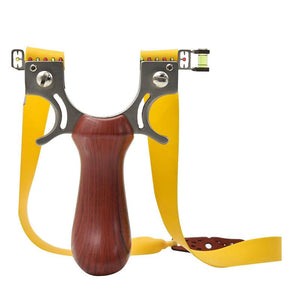 Goldenrod High Quality Stainless Steel Wood Pattern Slingshot For Outdoor Shooting INDIAN SLINGSHOT
