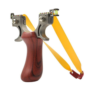 Dim Gray High Quality Stainless Steel Wood Pattern Slingshot For Outdoor Shooting INDIAN SLINGSHOT