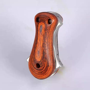 Light Gray New Folding Wood Handle Stainless Steel Slingshot MARKSMAN